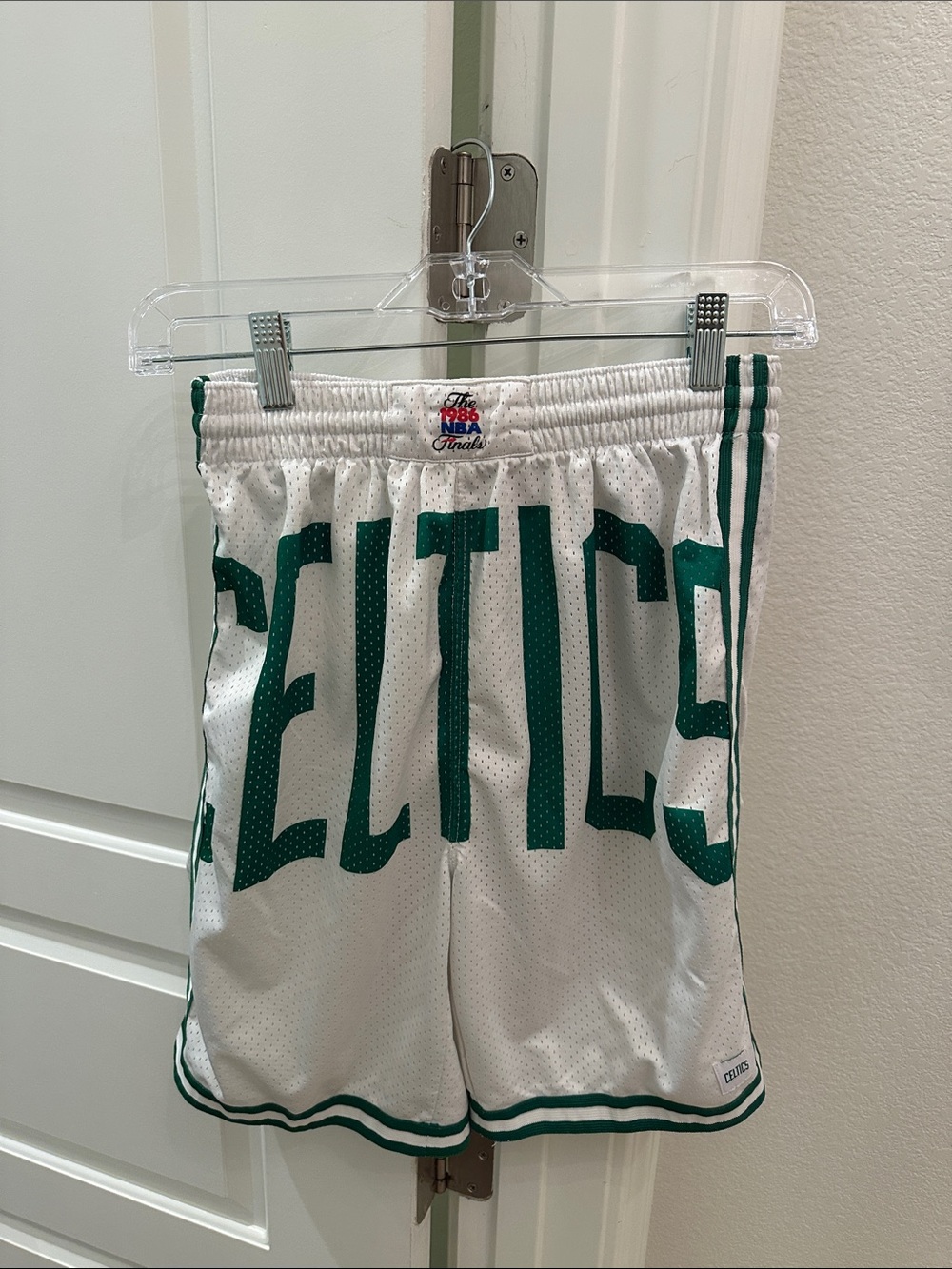 Mitchell & Ness White and Green Celtics Mesh Shorts